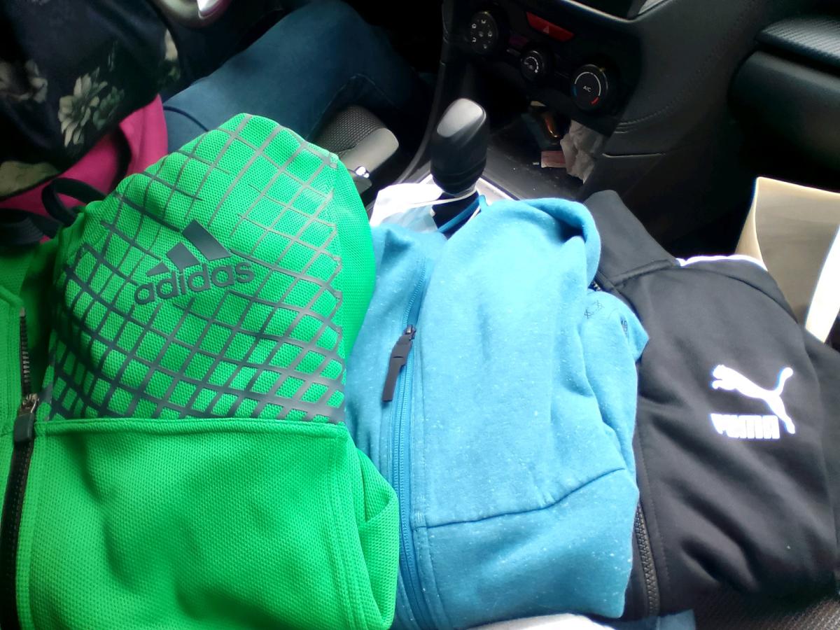 2 Adidas hoodies and 1 Puma hoodie