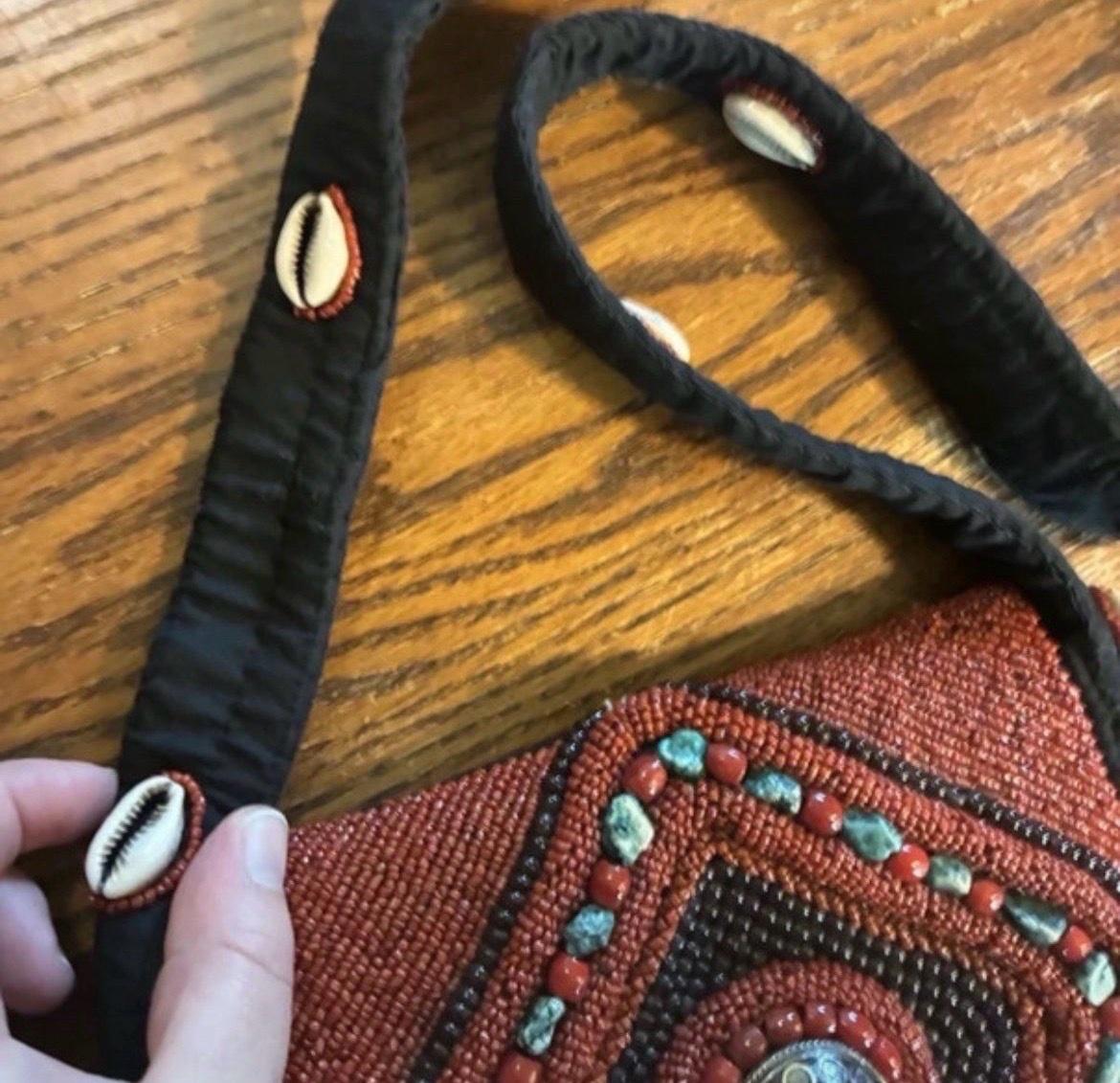 Tibetan Handmade Beaded Bag with Cowrie Shells and Embroider