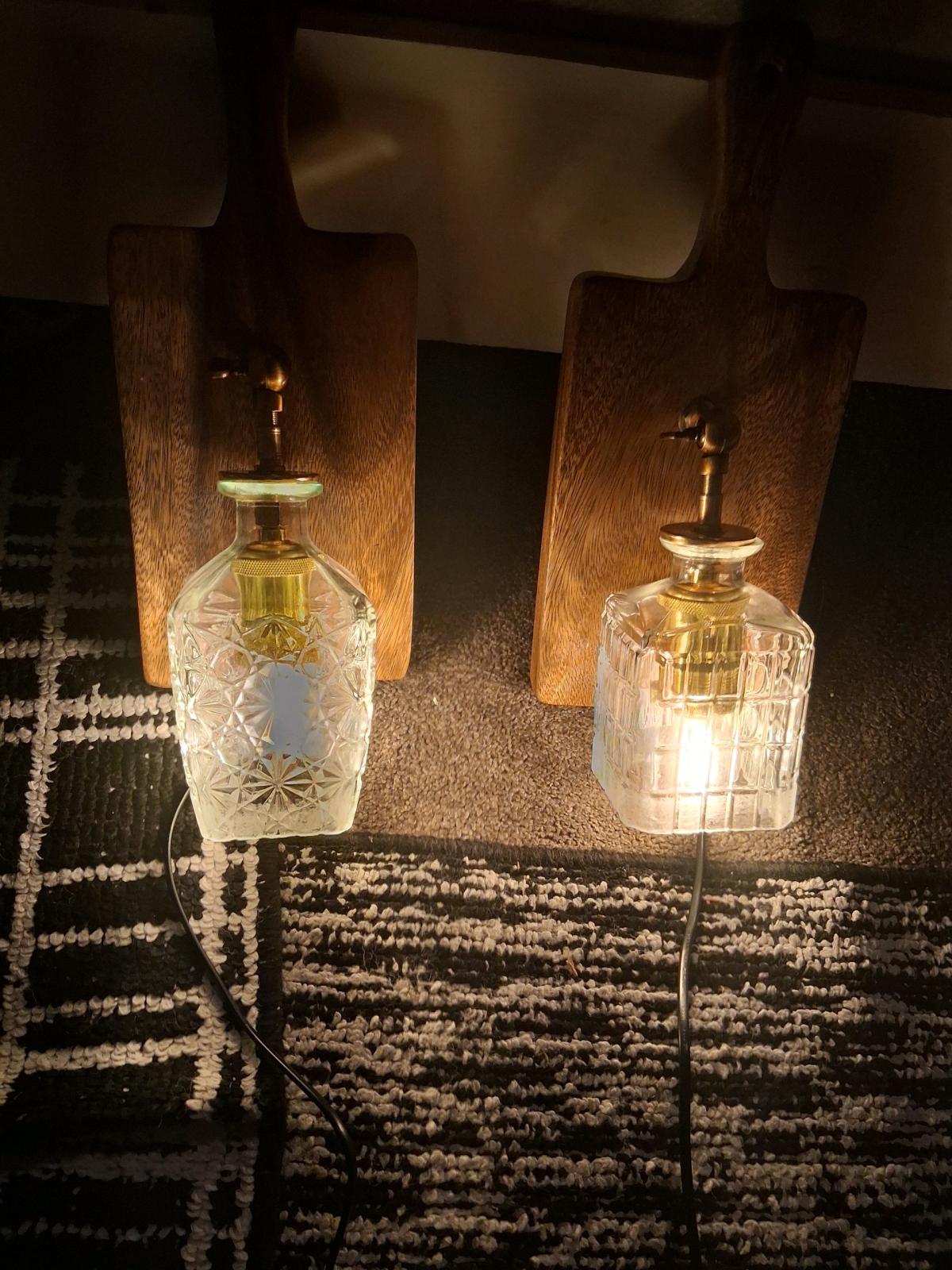 A pair of custom built wall light sconces