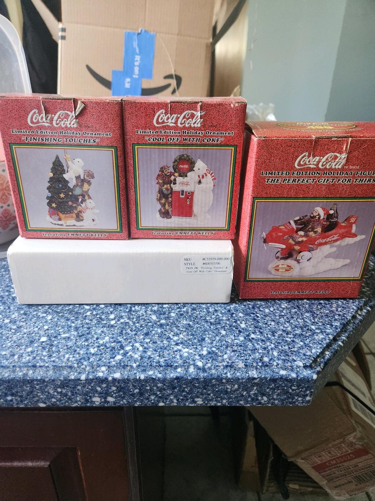 coca cola ornaments with Emmett Kelly