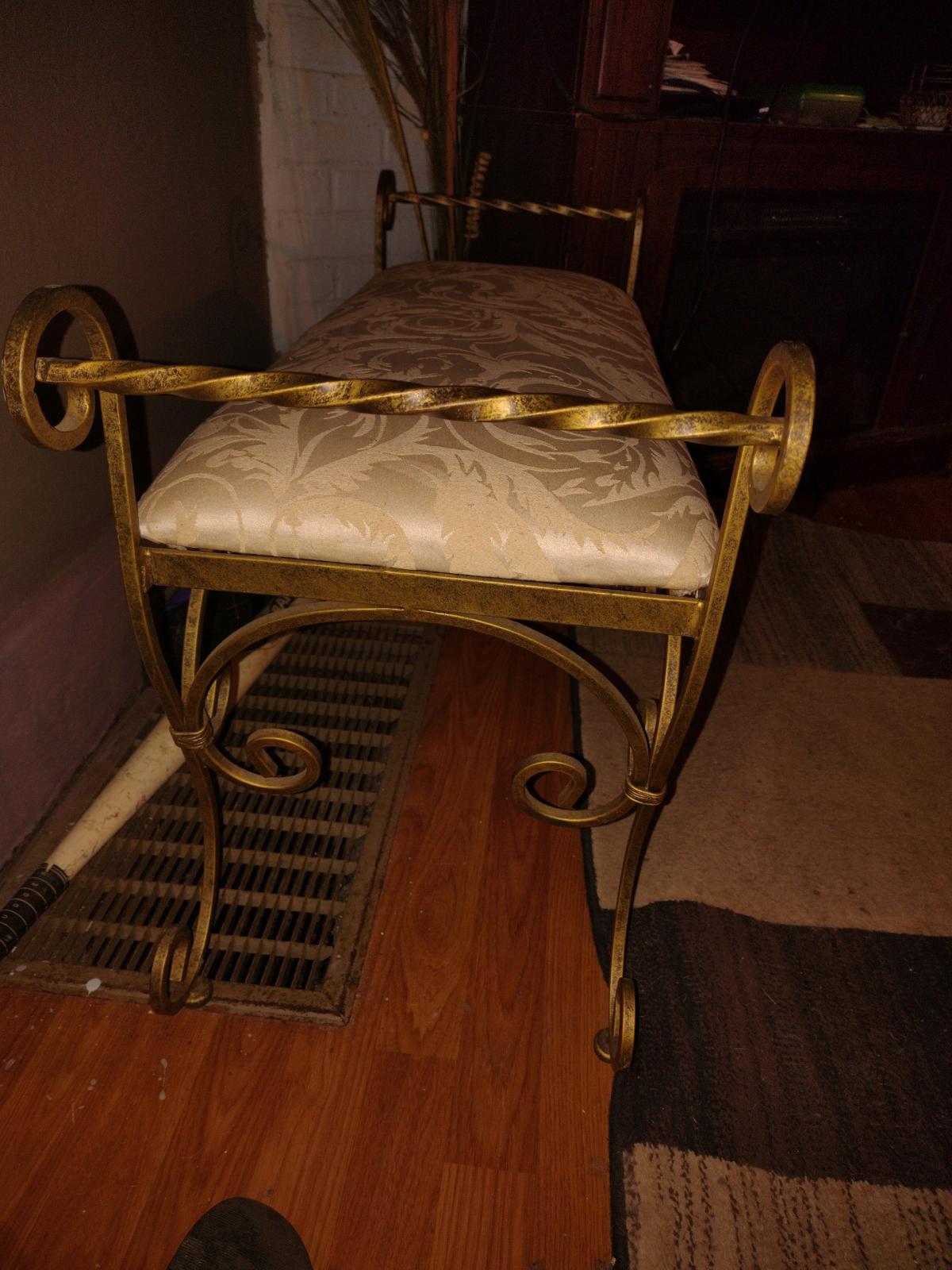 antique wrought iron vanity bench