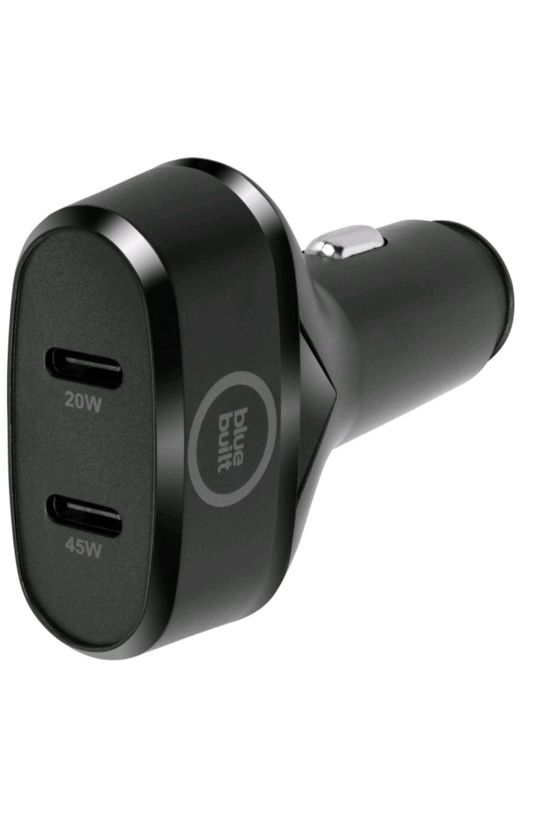 BlueBuilt Power Delivery Car Charger with 2USBC Ports 45W Bl