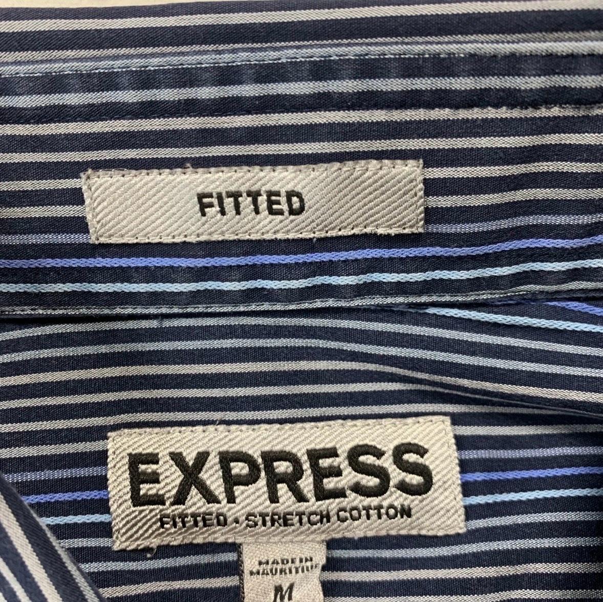 EXPRESS Shirt Mens Medium Button Up Striped Long Sleeve Fitt