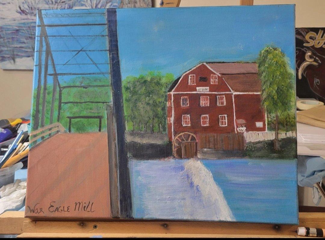 War Eagle Mill acrylic painting