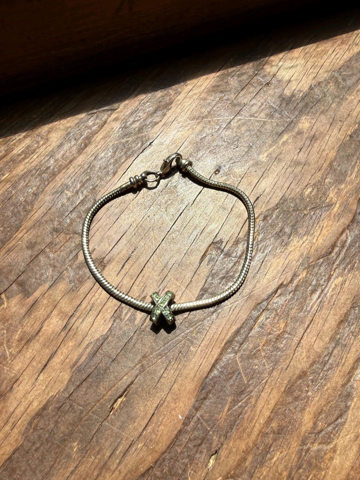 SIlvertoned European charm bead clasp bracelet