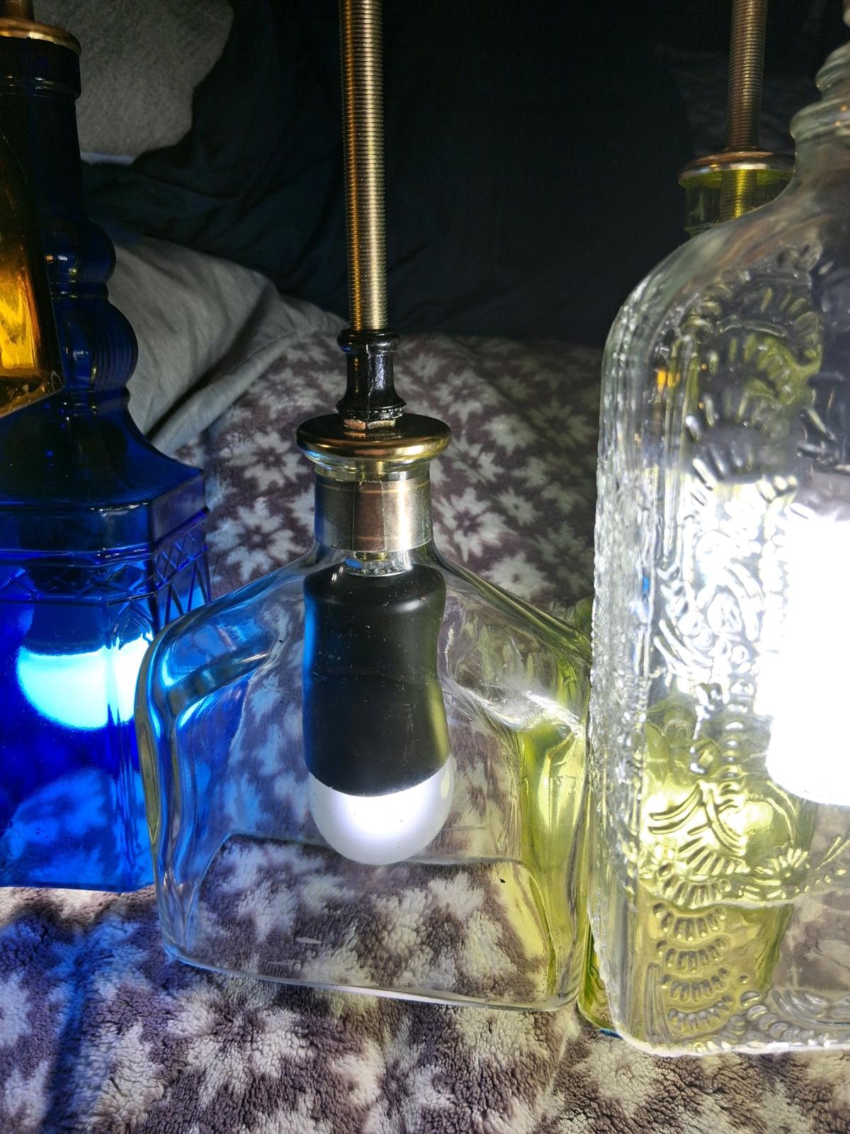 5 Multi Color Glass Bottle Light Fixture