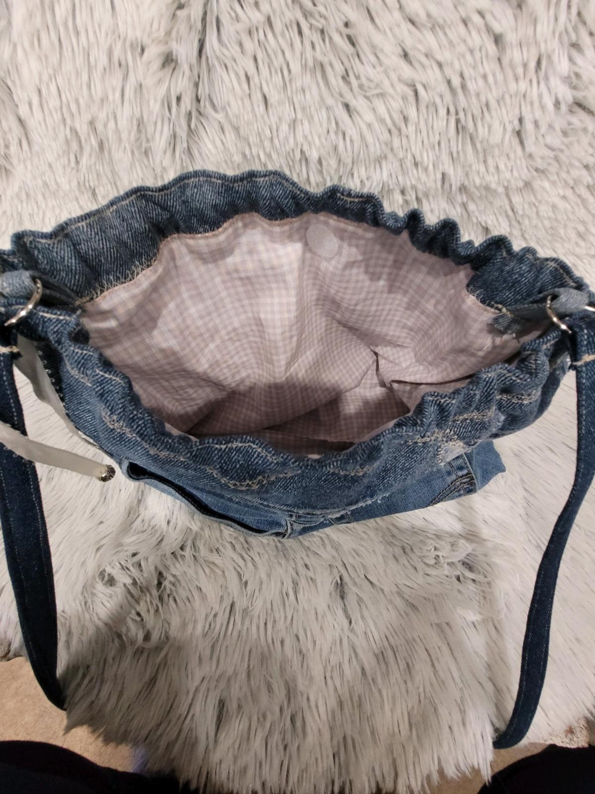 Upcycled denim bag with strap