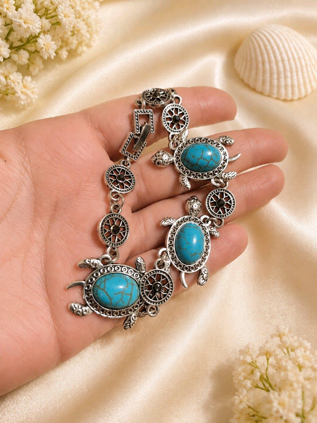 Turquoise Sea Turtle Jewelry Set  Necklace Bracelet  Earring