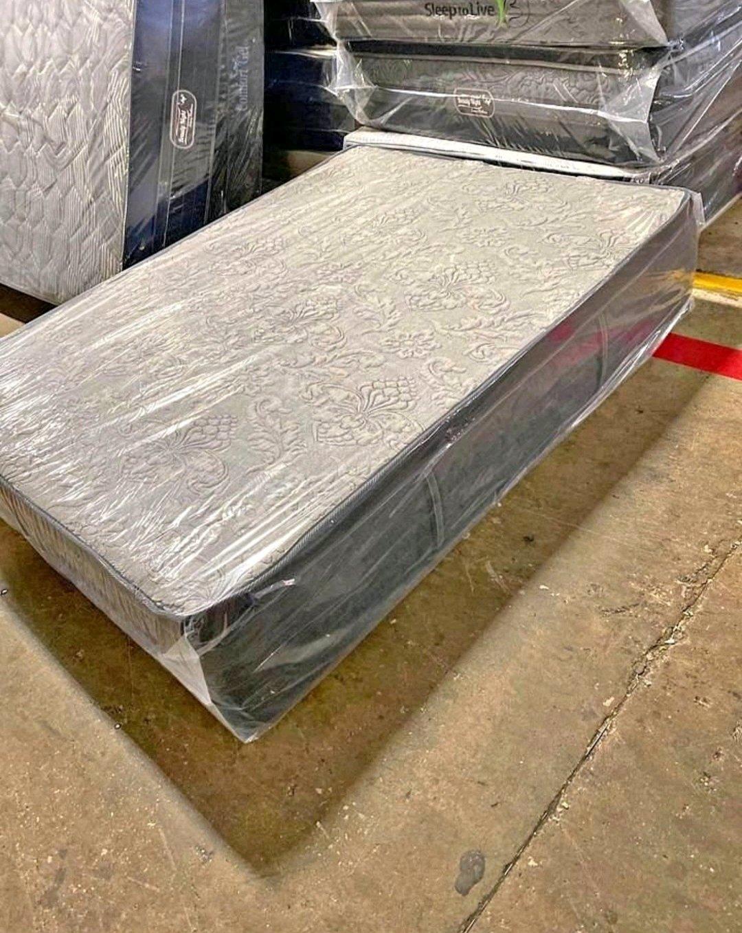 Brand New Mattress  Box Spring  Metal Frame  Inbox For Price