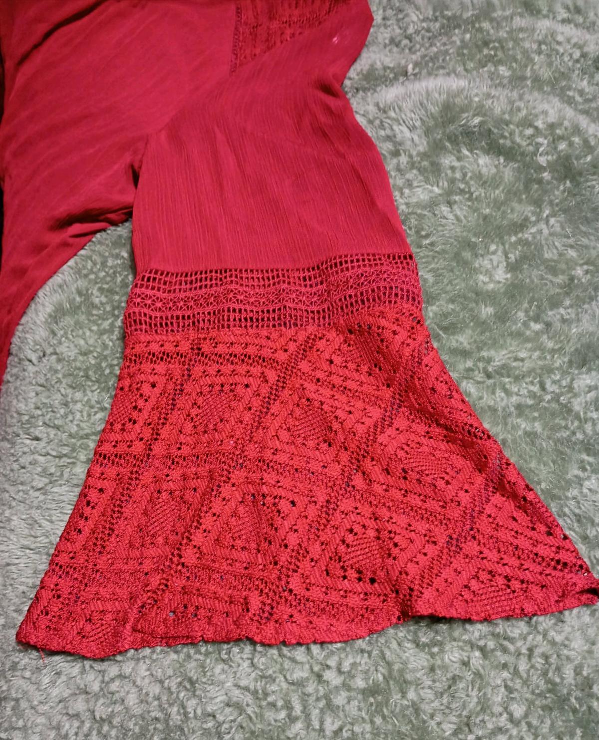 Alyx maroon pullover blouse with beautiful flared sleeves