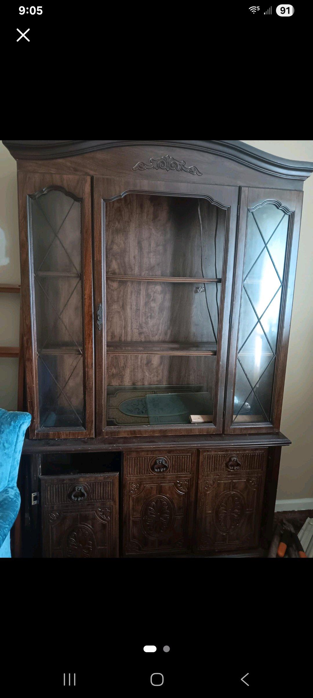 oak wood china cabinet