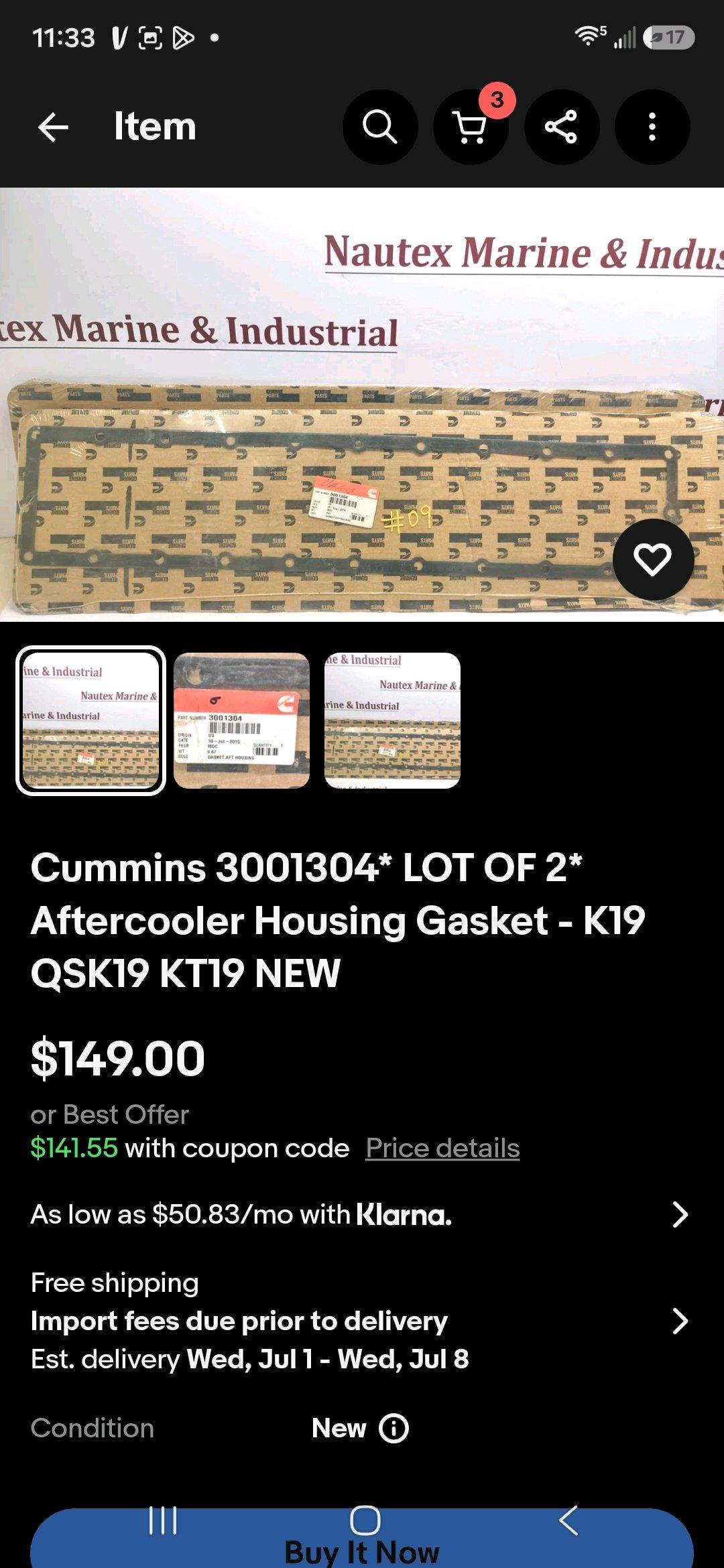 brand new gasket in package