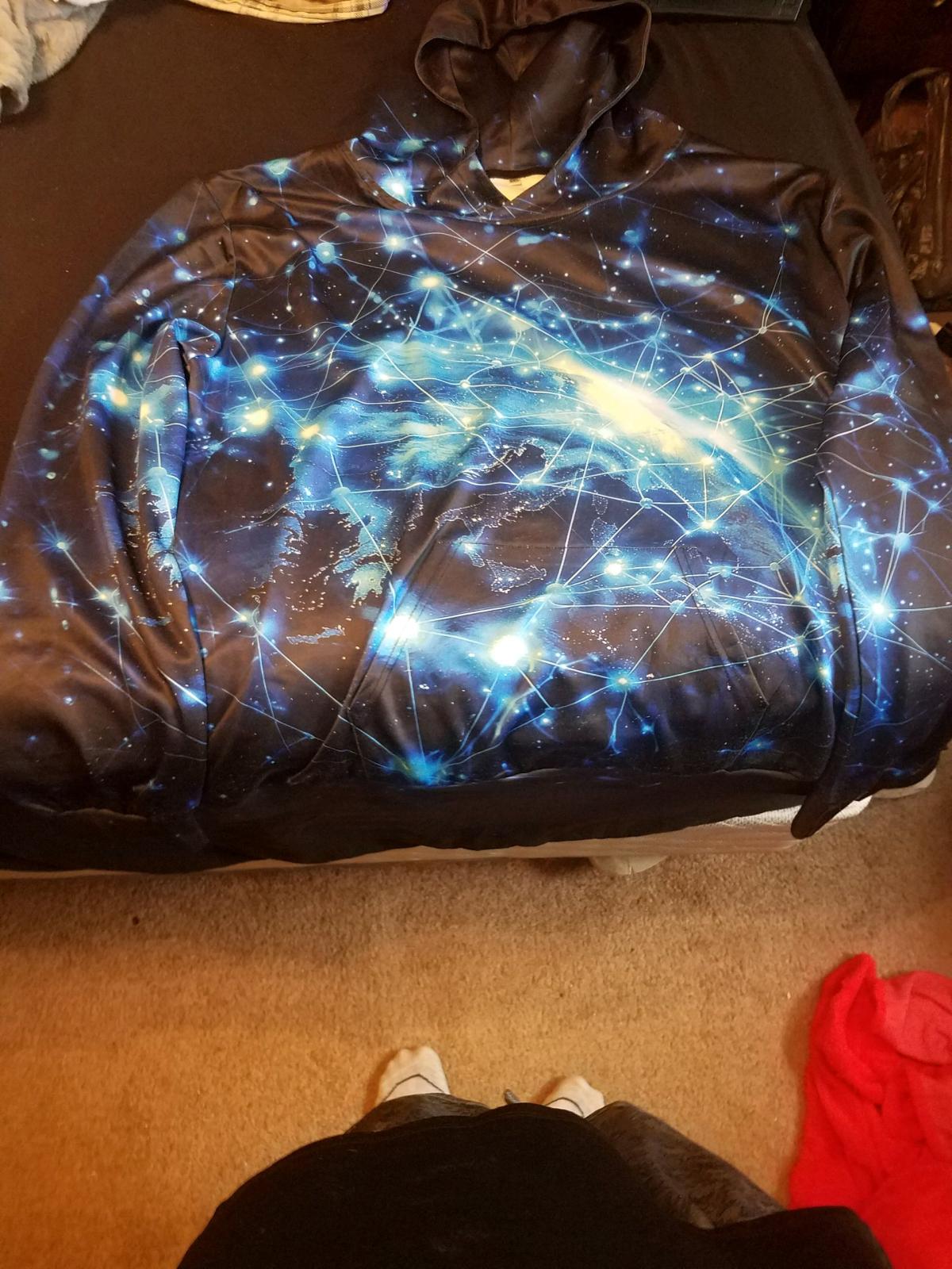 Mens size XXL blue n black Galaxy design hoodie from Amazon