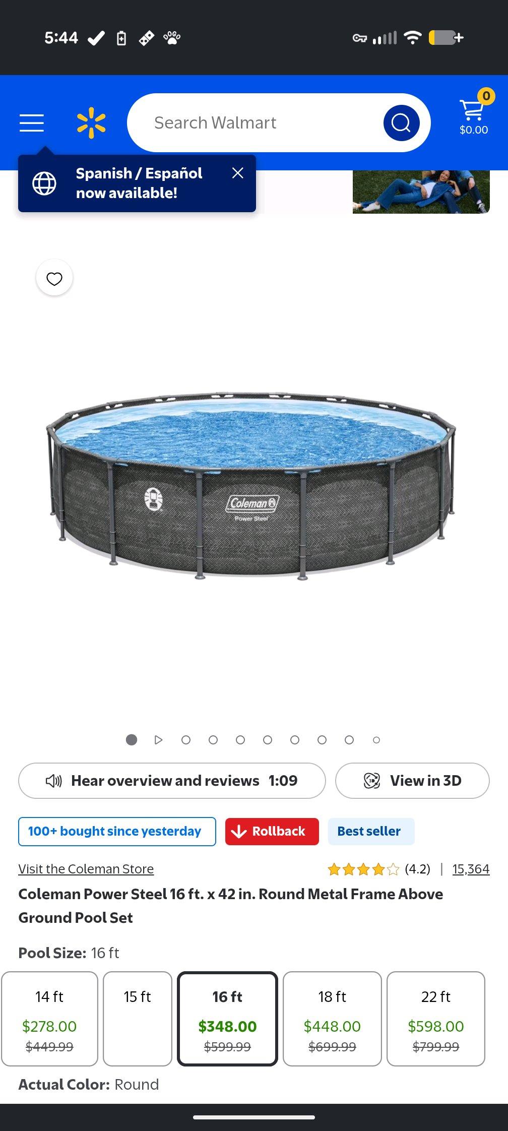 coleman 16ft 42 inch pool