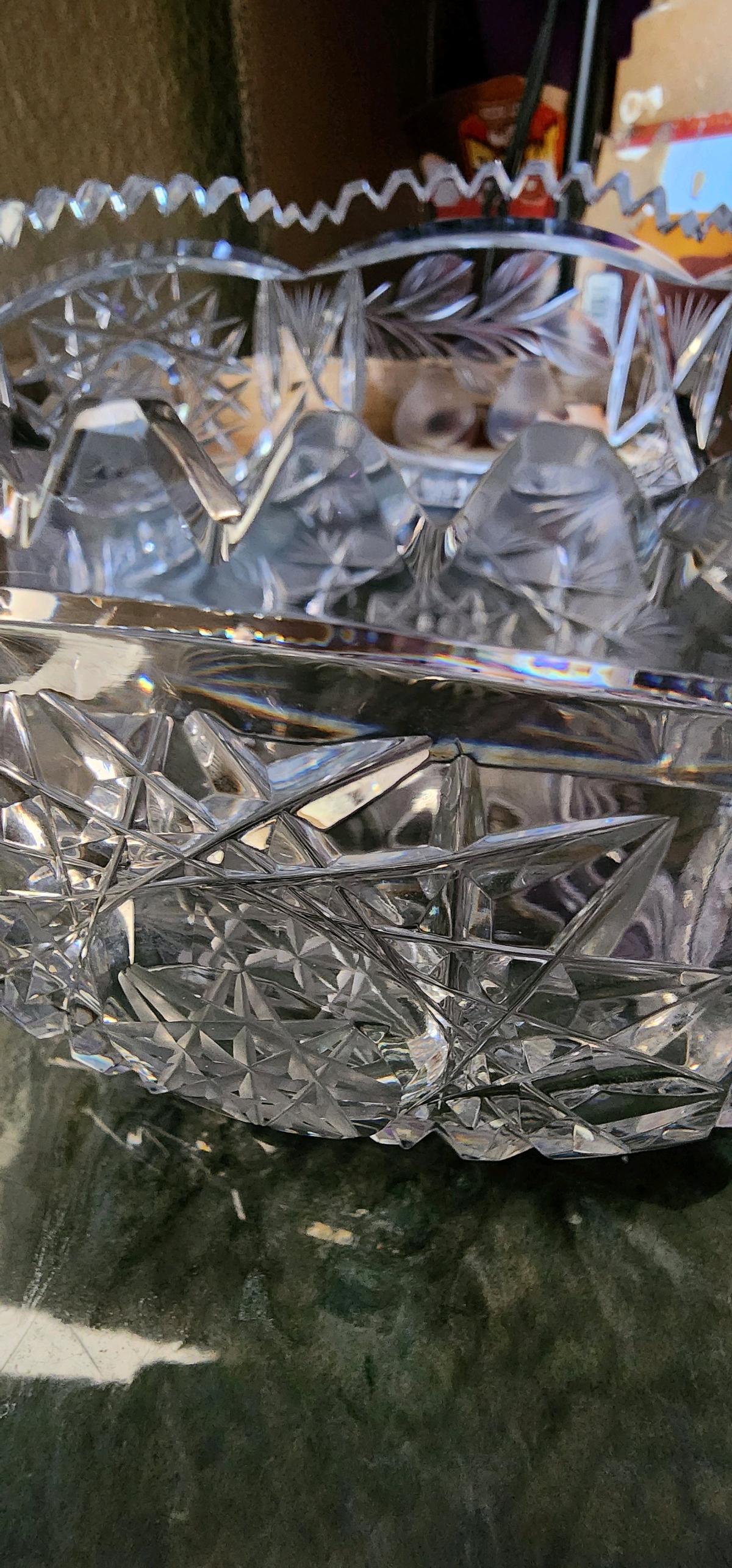 ABP Hand Cut Crystal Fruit Bowl w Stars and Pears