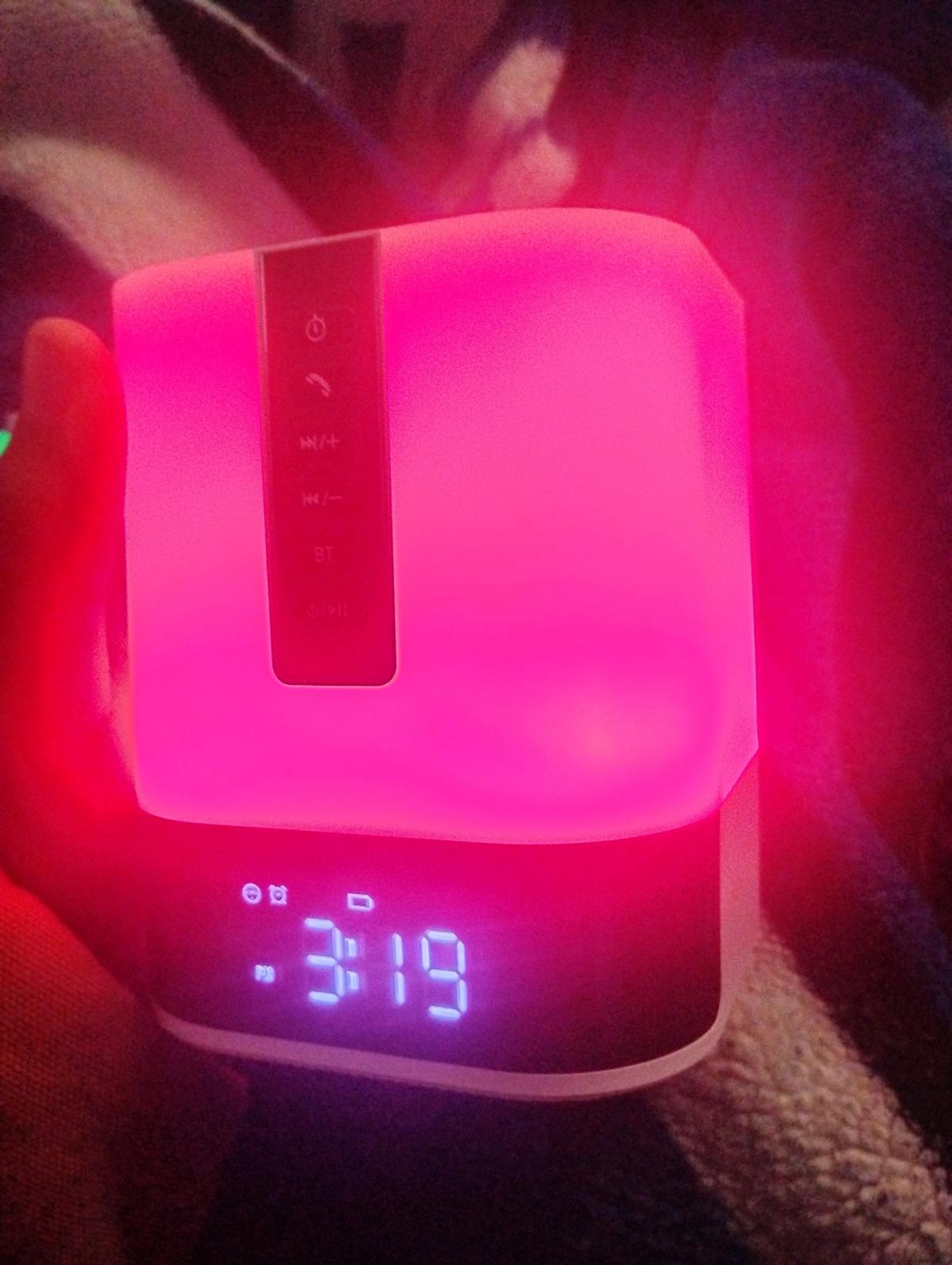 A Bluetooth clock and speaker that glows in the dark