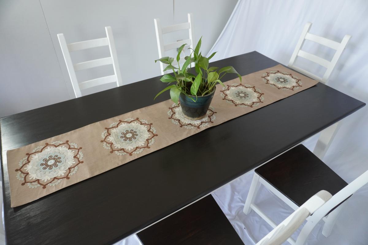 Beautiful Farmhouse Dining Table Set – 6 Chairs – Kona Stained Top & White Satin Base