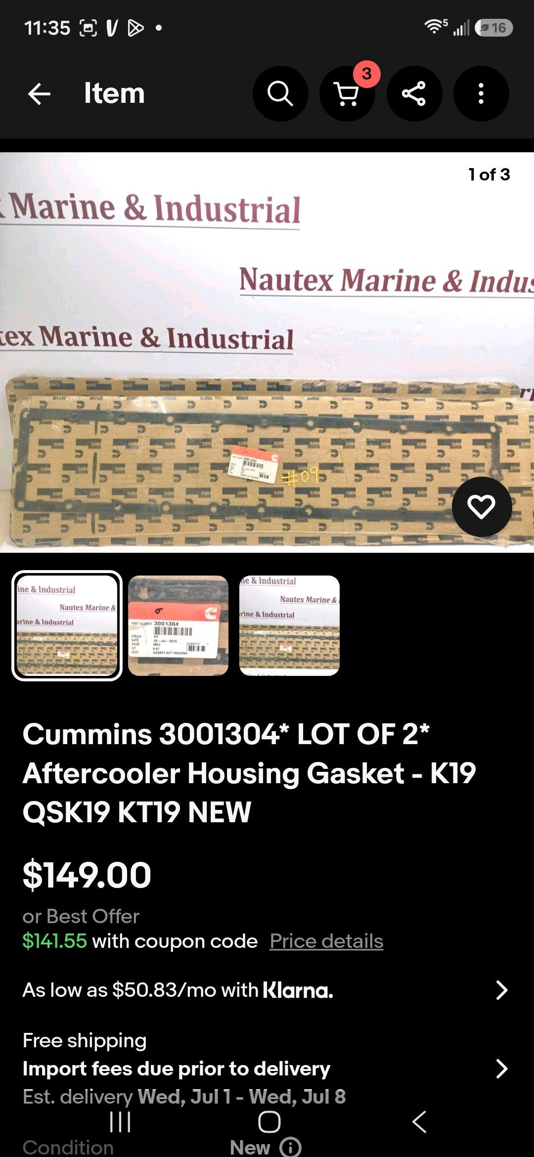 brand new gasket in package