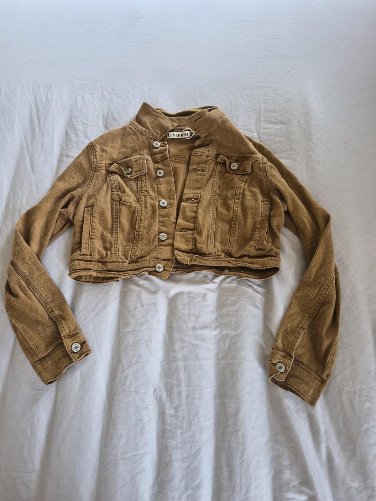 Luvamia Brown Cropped Denim Jacket Medium