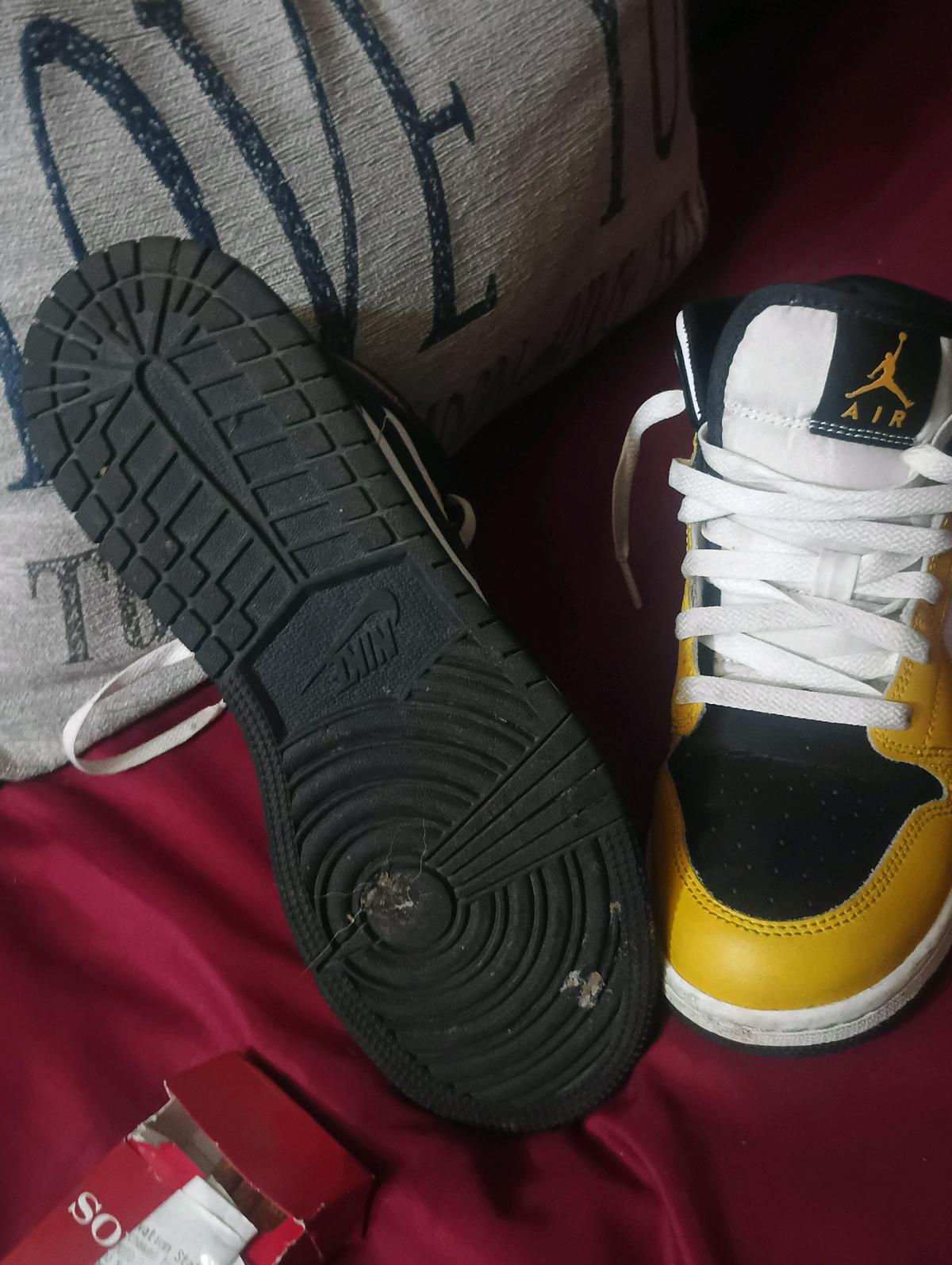 Yellow black and white Air Jordans