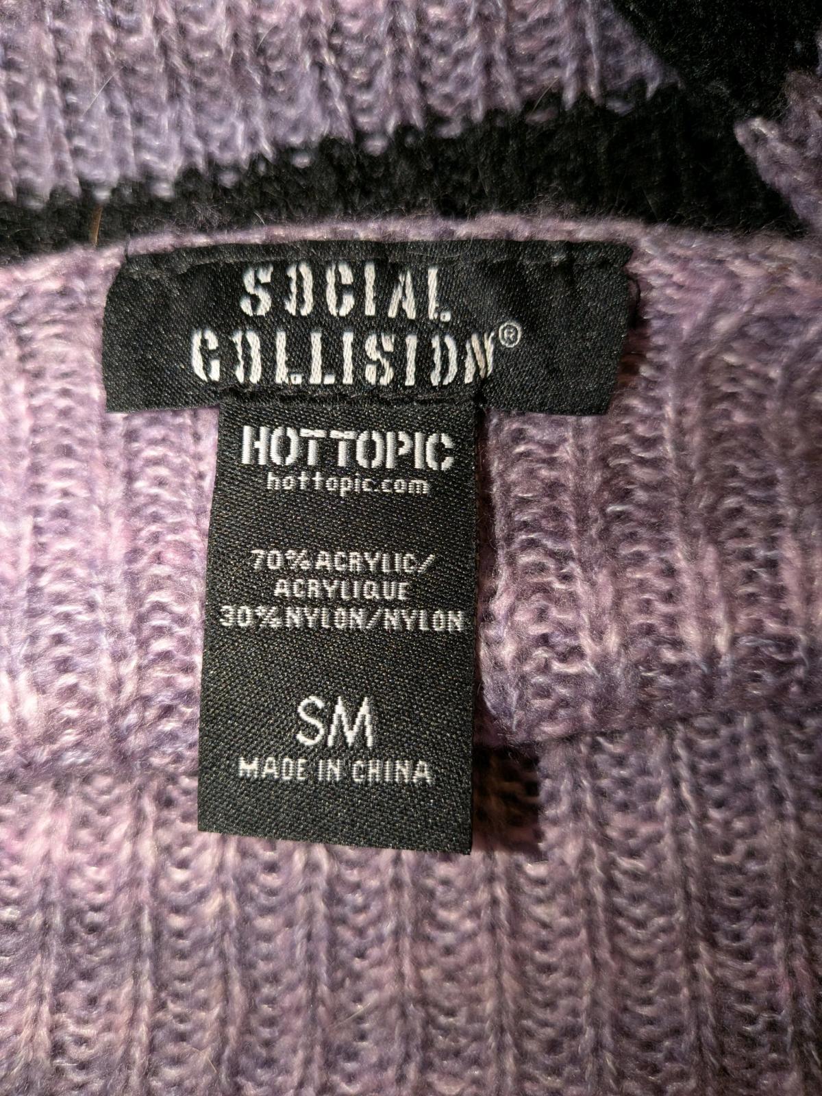 Purple  Black Stripe Marled Bell Sleeve Girls Crop Sweater