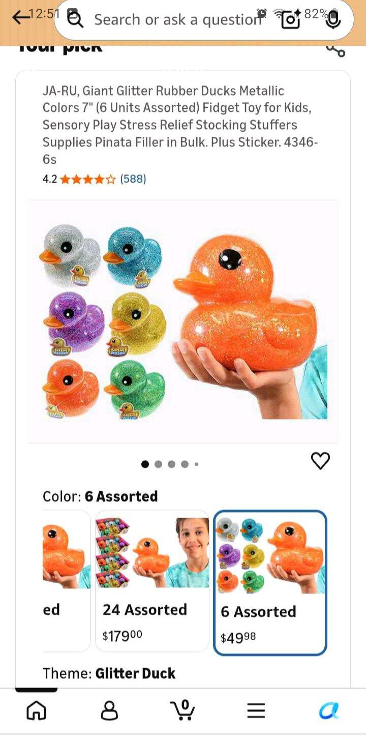 7in Glitter Ducks Pack of 6