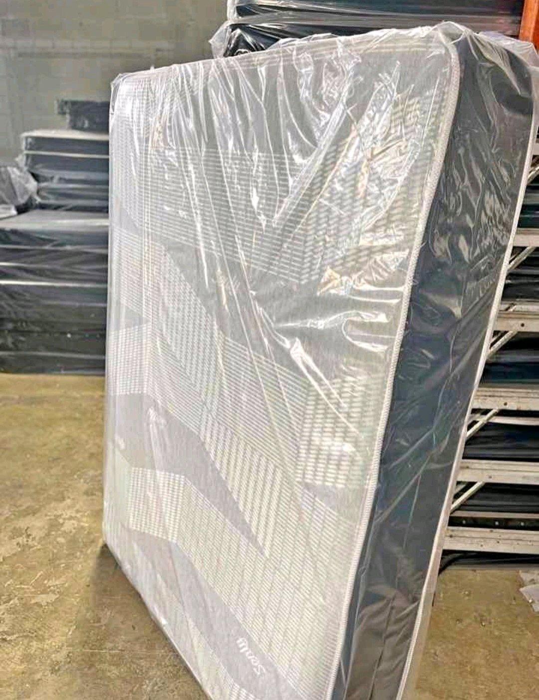 Brand New Mattress  Box Spring  Metal Frame  Inbox For Price