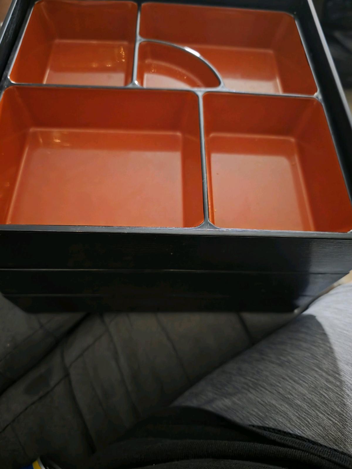 bento box with storage and no lids