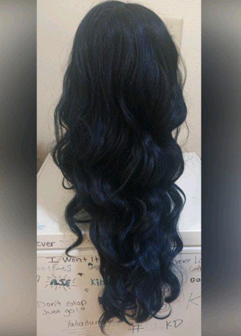 Blue and Black synthetic wig