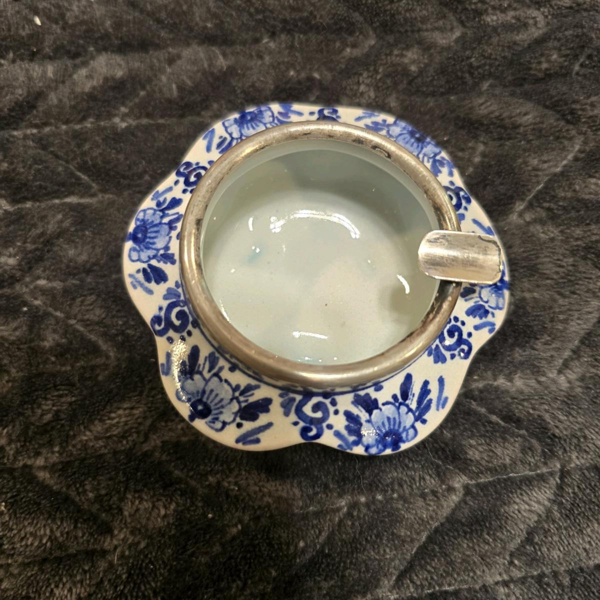 vintage Swedish Delfts Halland porcelain footed ashtray