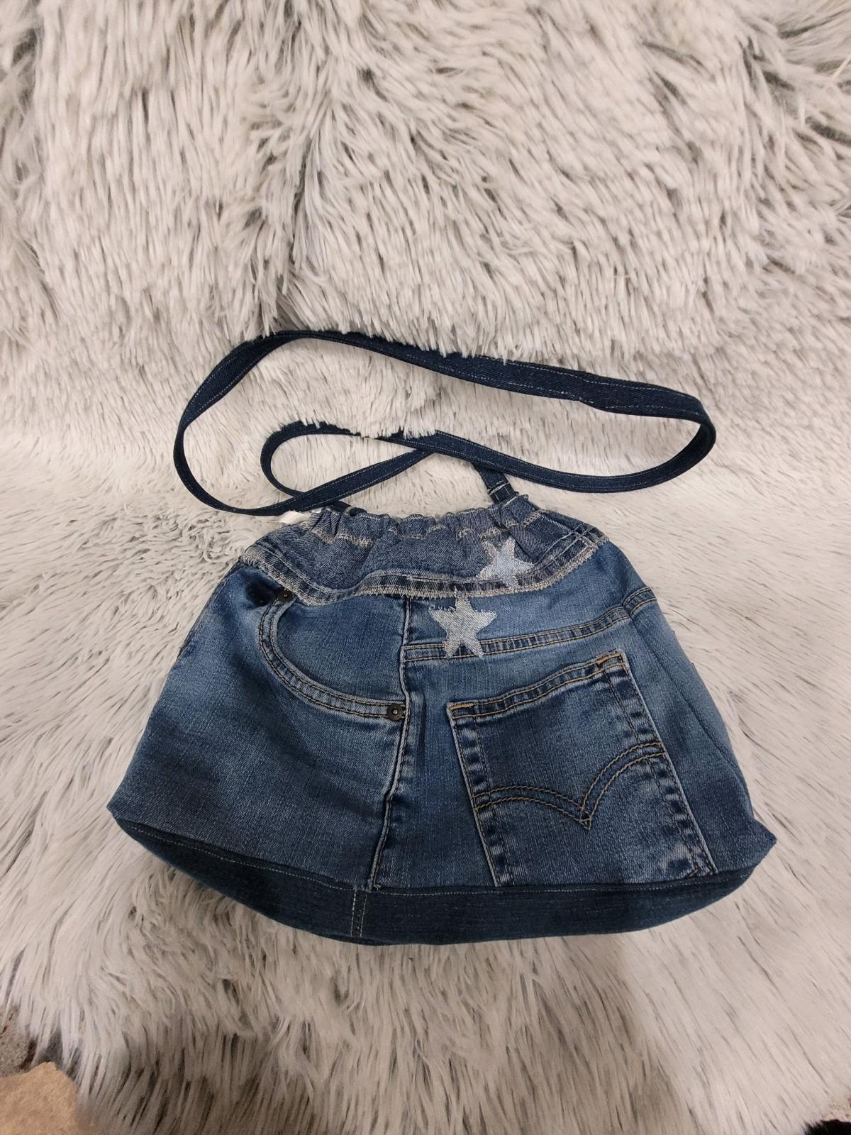 Upcycled denim bag with strap