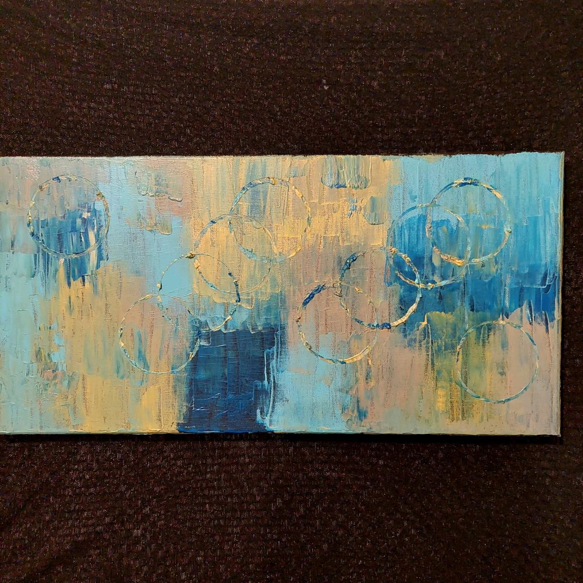 abstract painting blue and tan