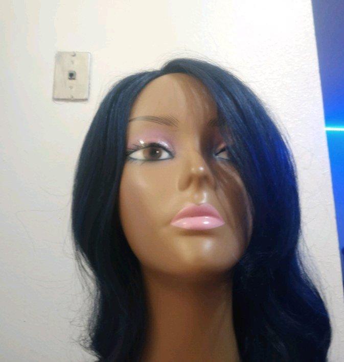 Blue and Black synthetic wig