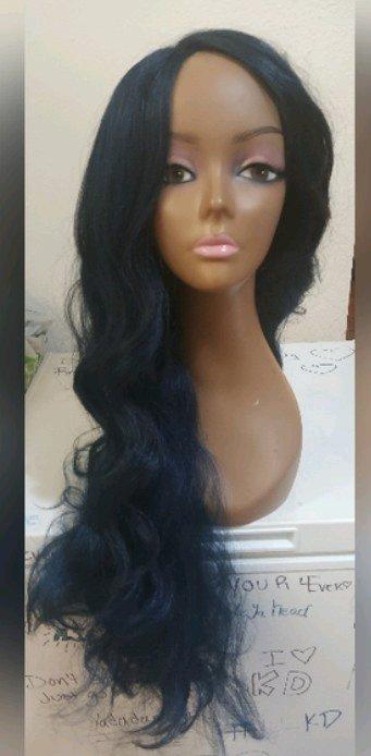 Blue and Black synthetic wig