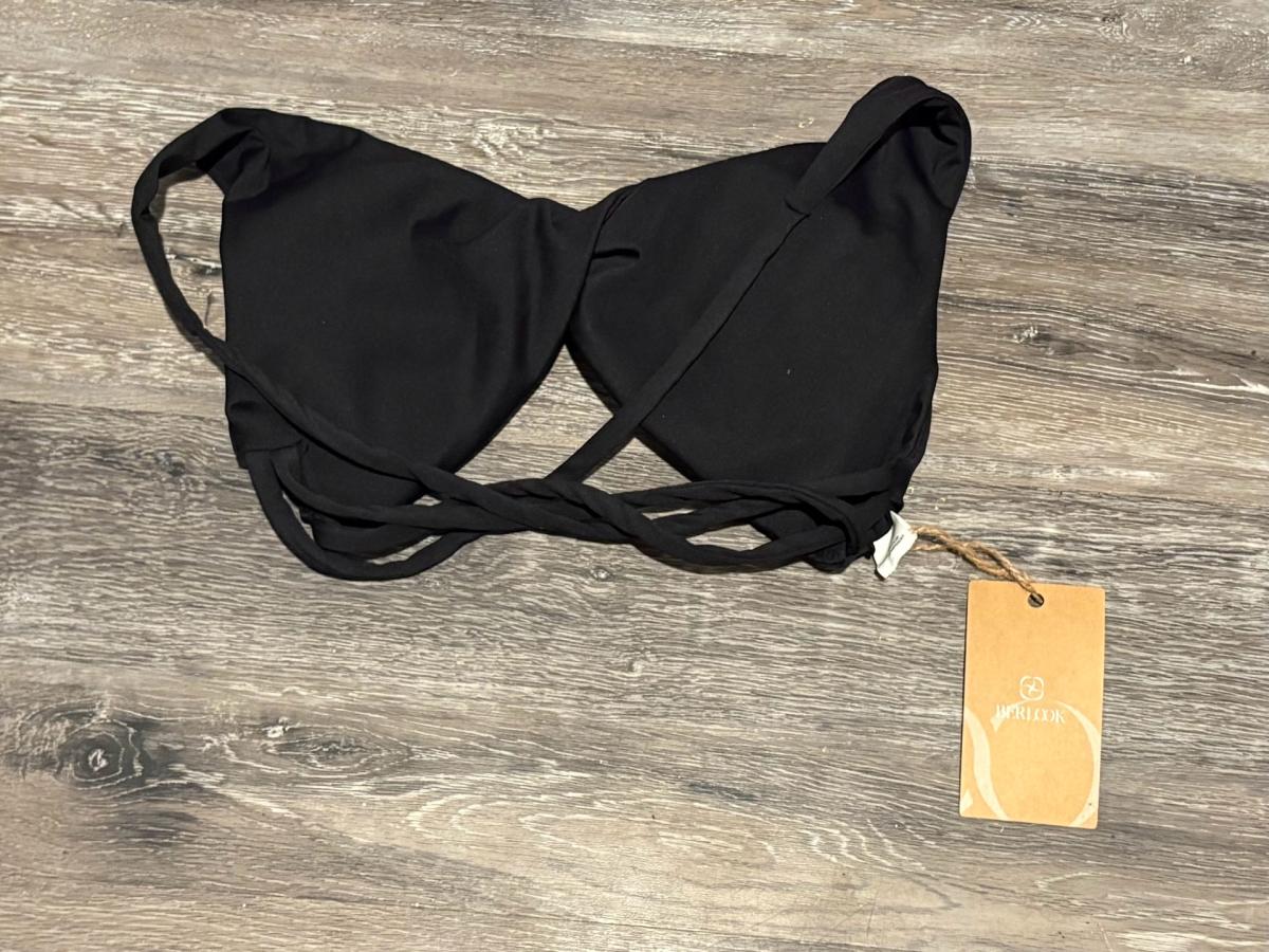 womens black cross cross back bikini top