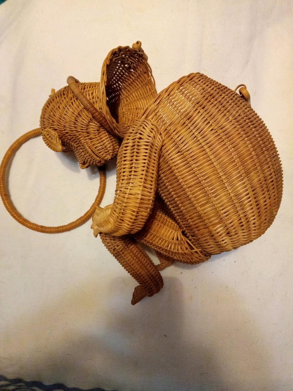 whimsical vintage hanging basket in shape of monkey like new