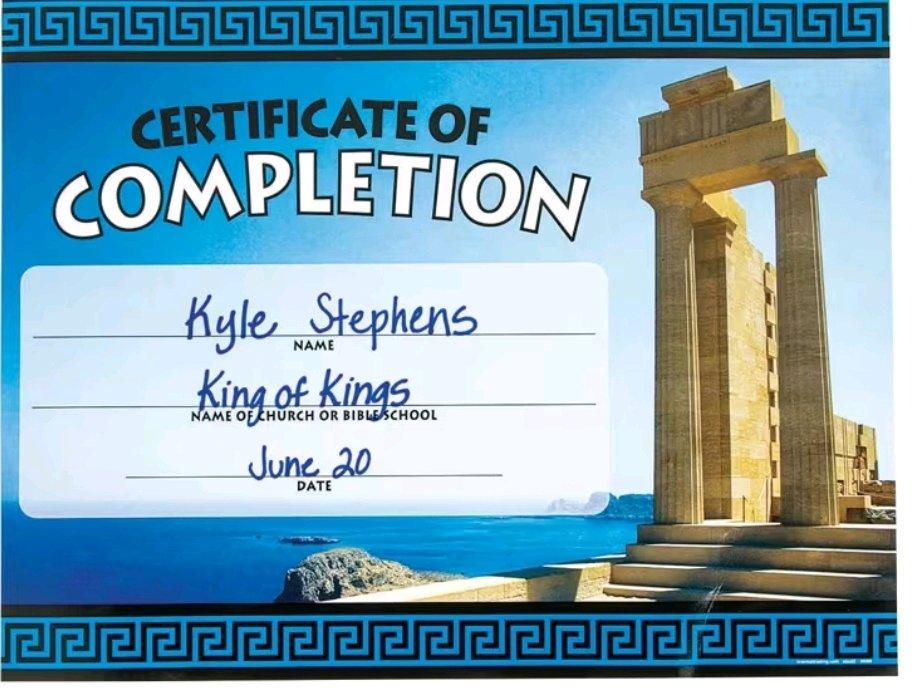 Athens VBS Certificates of Completion