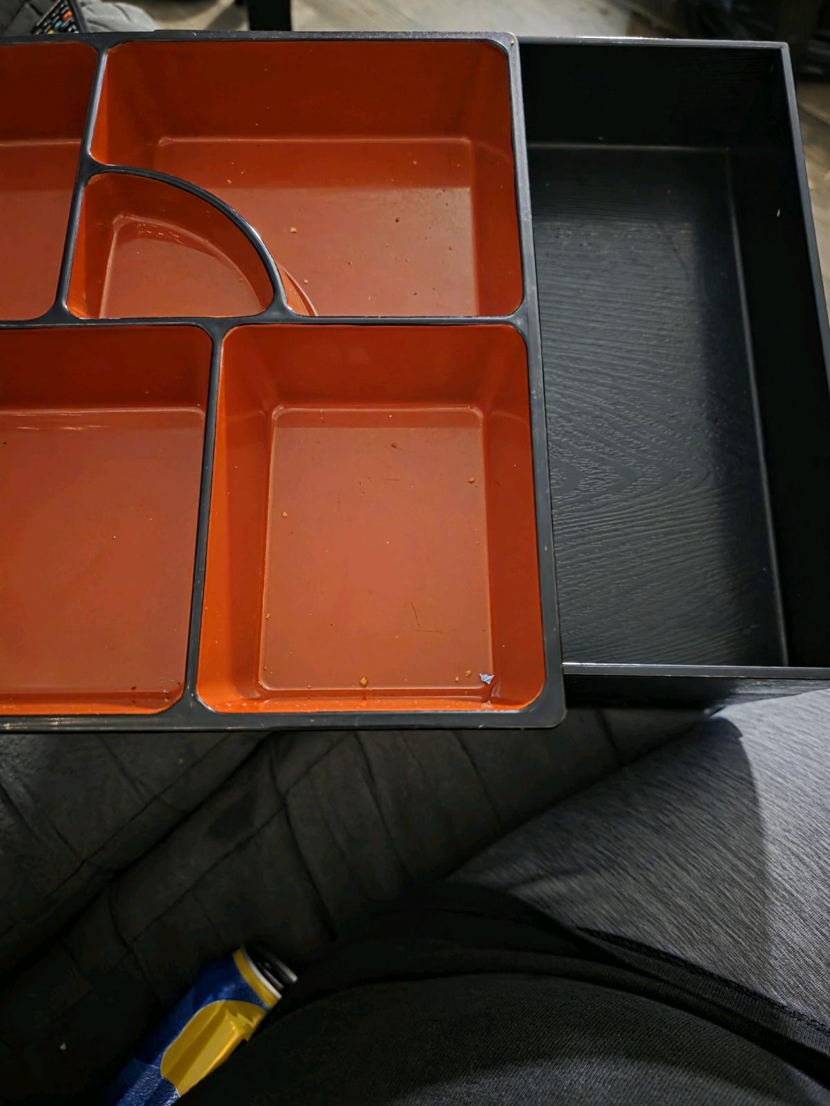 bento box with storage and no lids