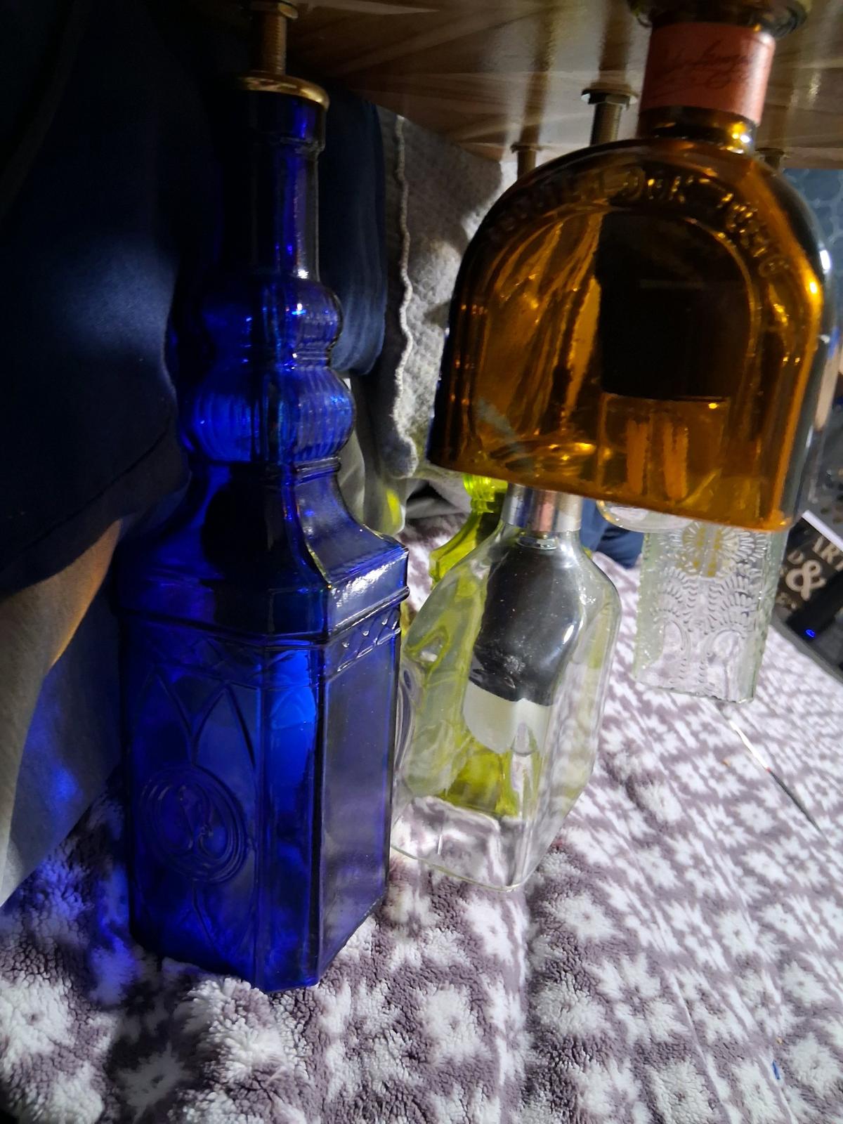 5 Multi Color Glass Bottle Light Fixture