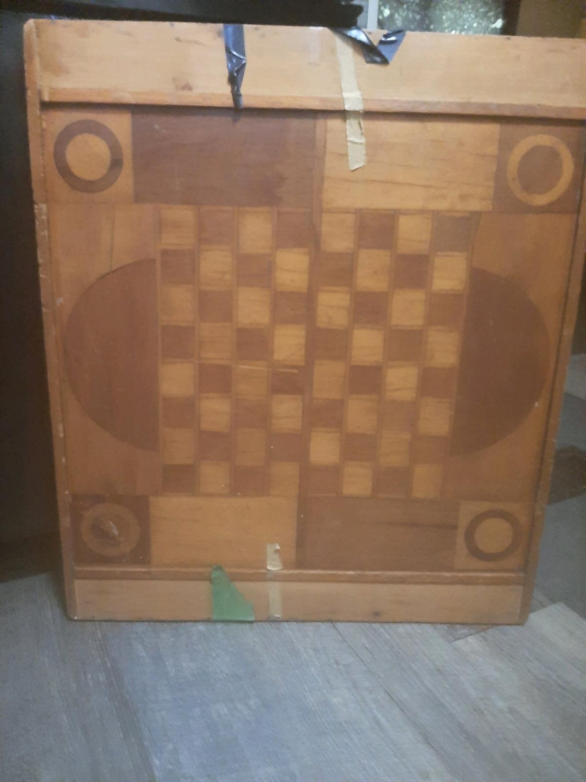 vintage carrom panel wodode 2 sided chienese checker board