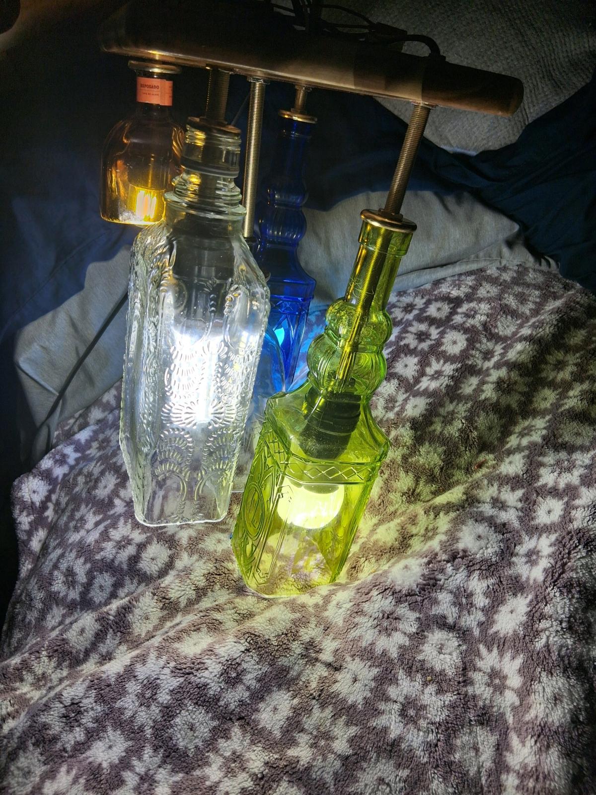 5 Multi Color Glass Bottle Light Fixture