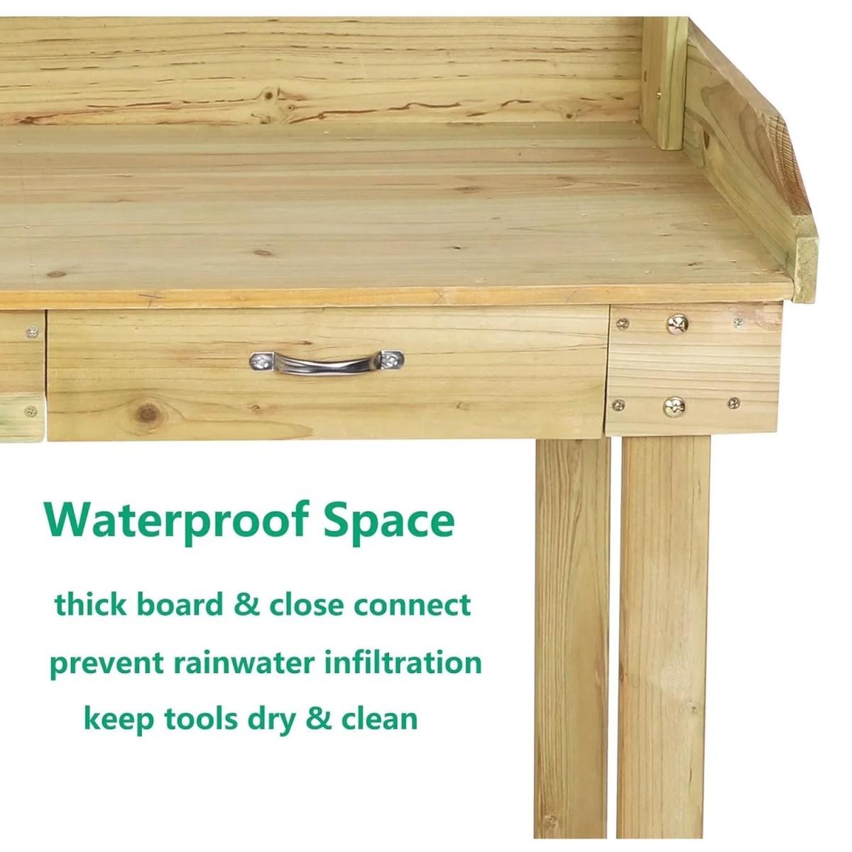 Wooden Potting Bench Garden Work Table with Wheels  Sink  36