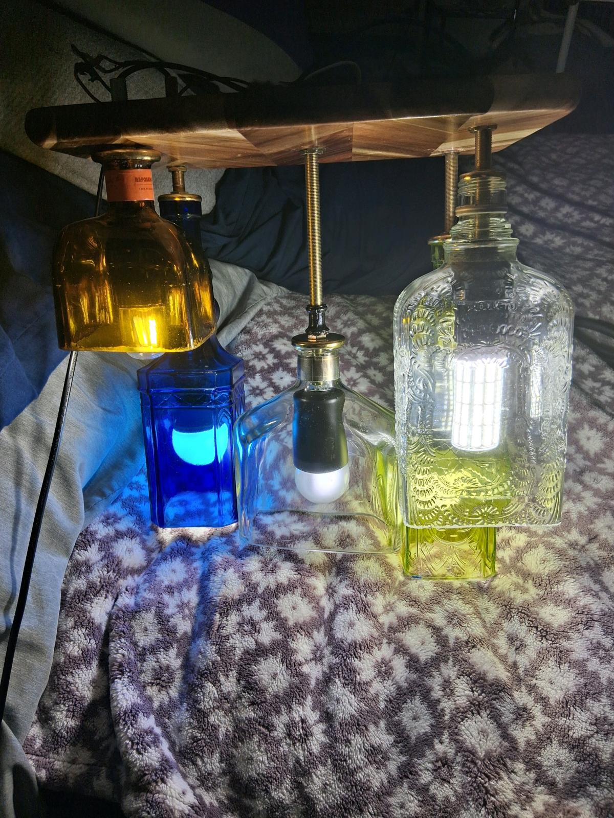 5 Multi Color Glass Bottle Light Fixture