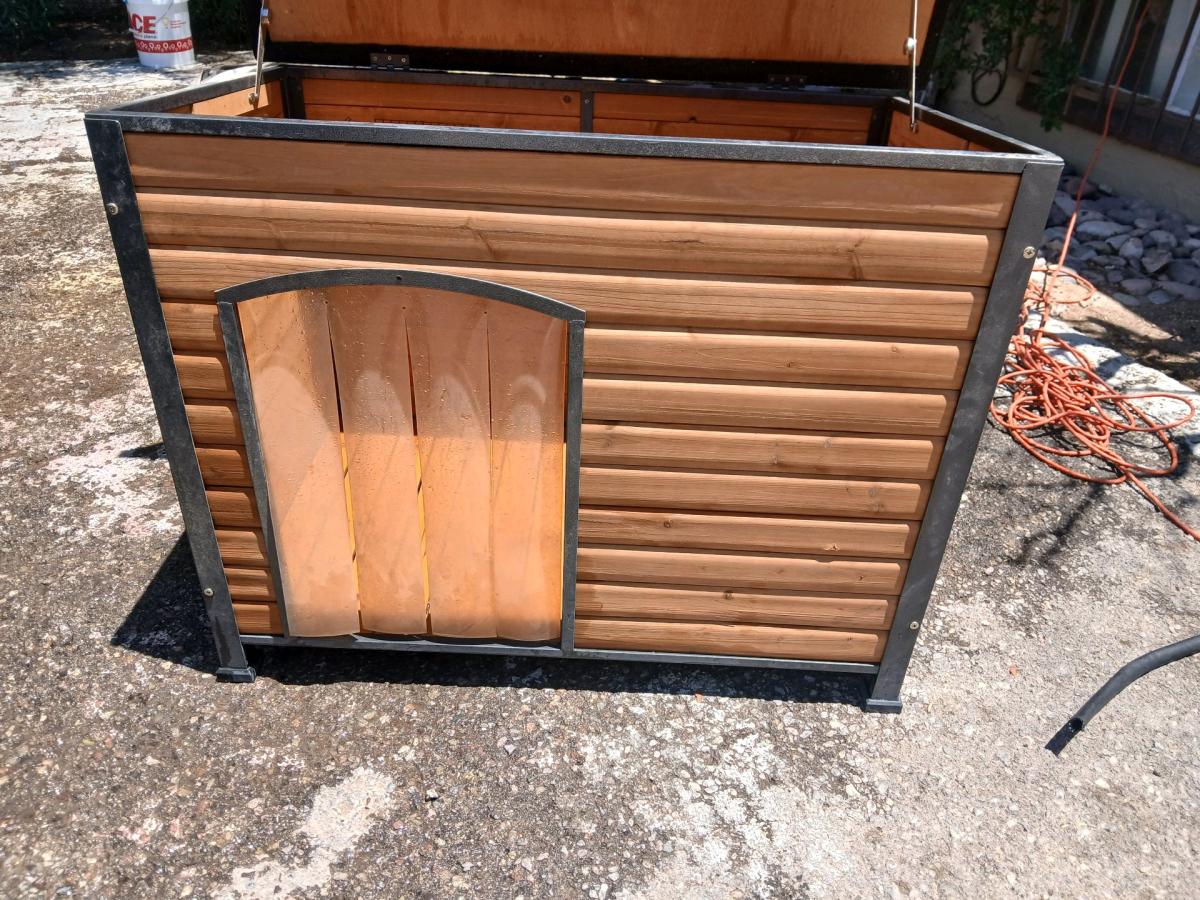 Wooden Outdoor Dog House with Metal frame