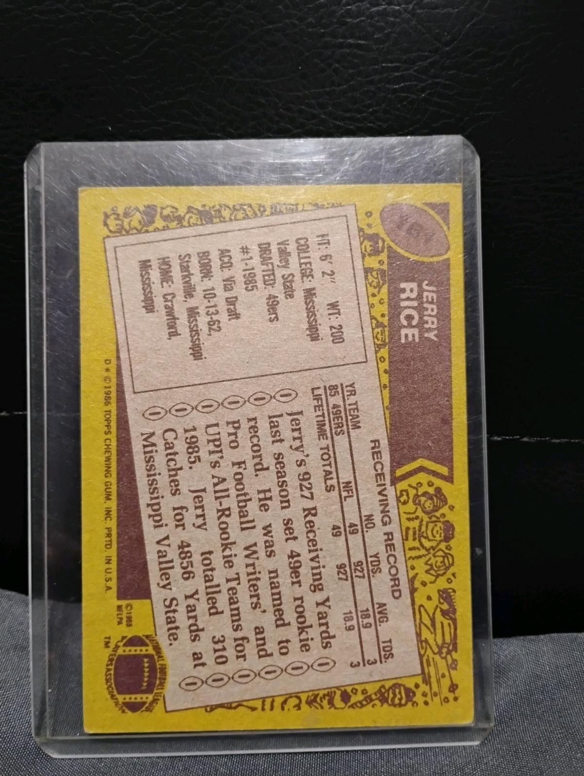 Topps Jerry Rice Rookie Card In Sleeve and Loader