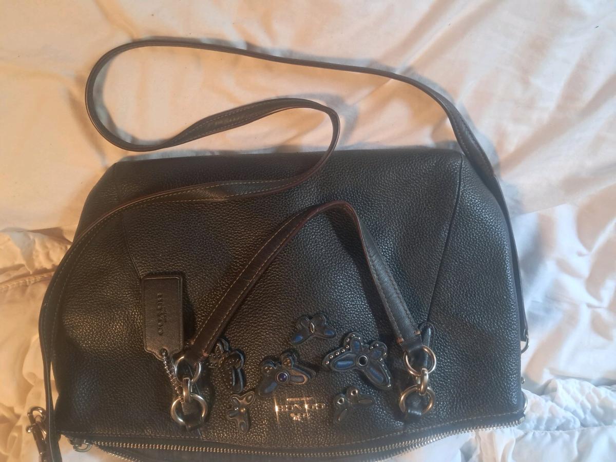 Black leather vintage Coach Kelsey Satchel
