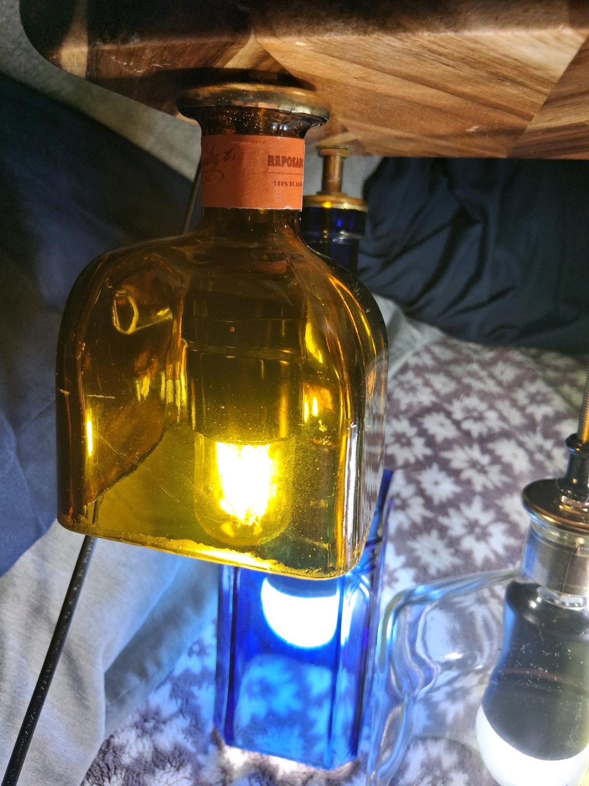 5 Multi Color Glass Bottle Light Fixture