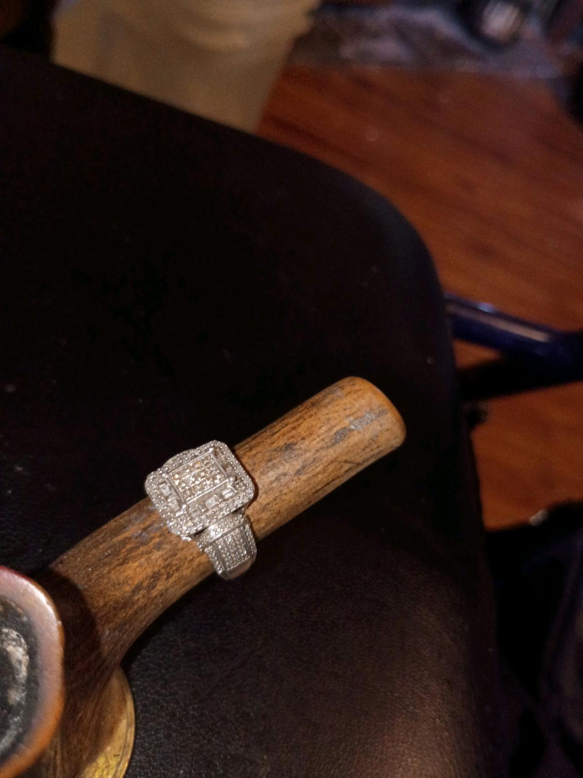 925 Sterling and 2ct diamond princess cut engagement ring