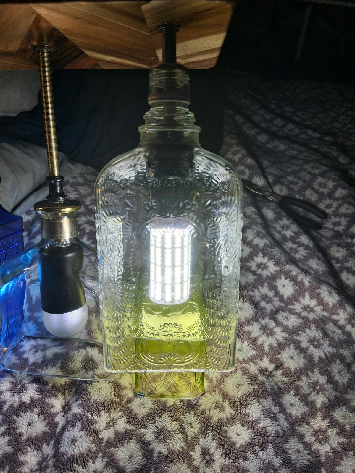 5 Multi Color Glass Bottle Light Fixture
