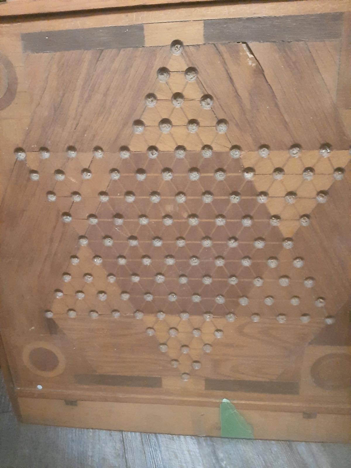 vintage carrom panel wodode 2 sided chienese checker board